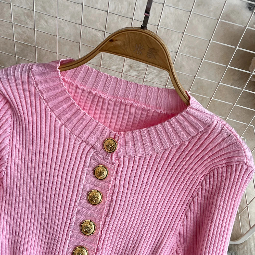 Aurora Wear Women Dress Elegant Rib Knit Bodycon