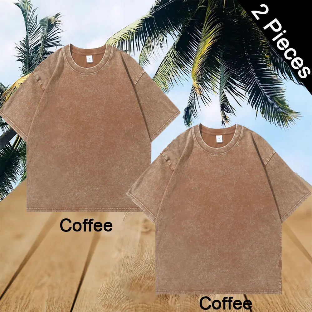 Oversized Tshirts for Men Gym Vintage Heavyweight T Shirts Cotton Workout Acid Wash Baggy Tees Solid Street Fashion Tops Unisex