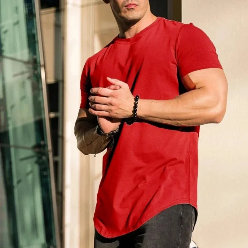 Muscle Fitness T-shirt Summer Men's T-shirts Workout short sleeve Tees Running cotton t-shirts Men Gym Sport Training Tops