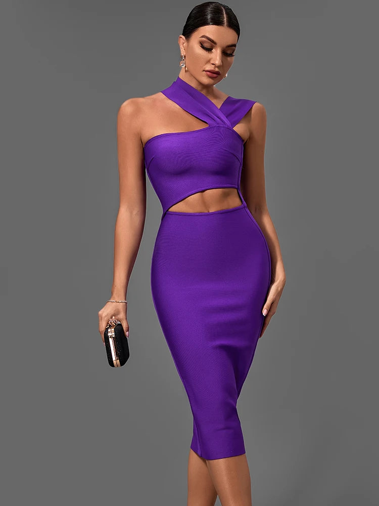 Aurora Wear Bandage Dresses  Purple Bodycon Sexy Cut Out