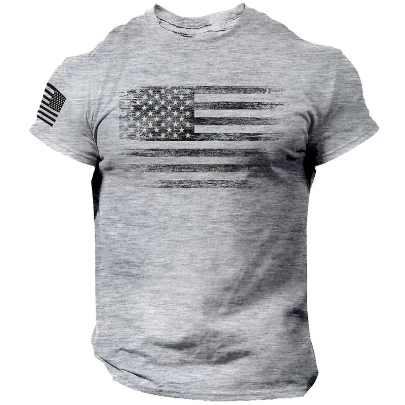 Gym Men's T Shirt For Men 3d Print USA Flag T-shirts Casual Oversized Short-sleeved Tees Summer Sportswear Tops Men Clothing