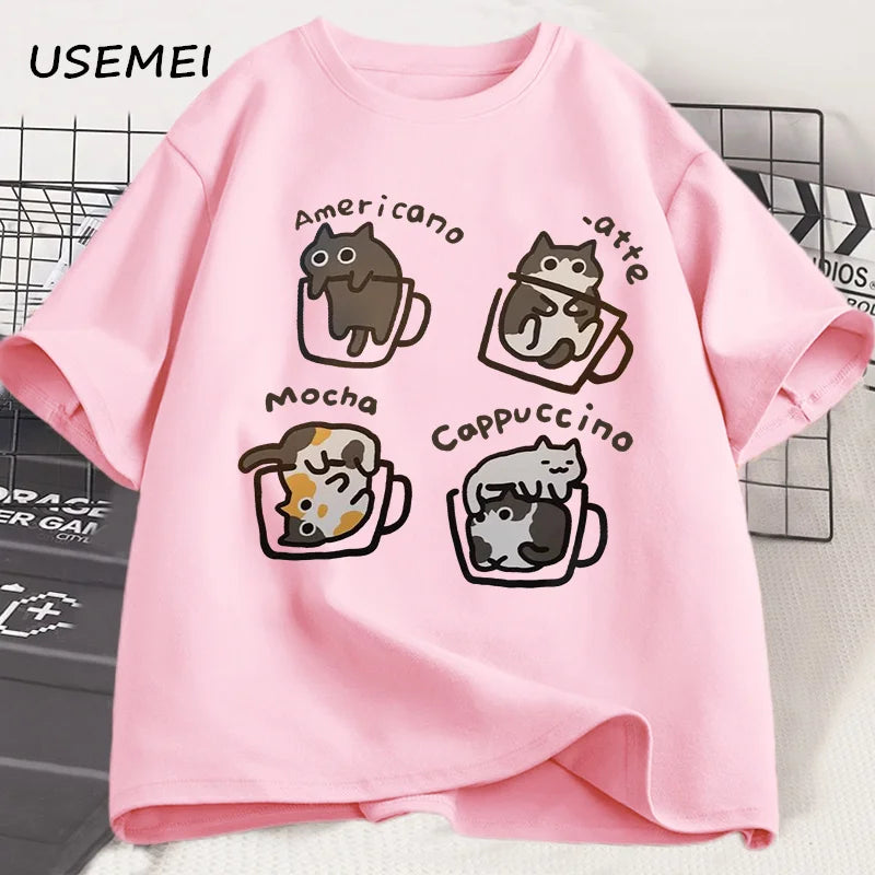 AURORA WEAR T SHIRTS WOMEN CAT EMOJIS