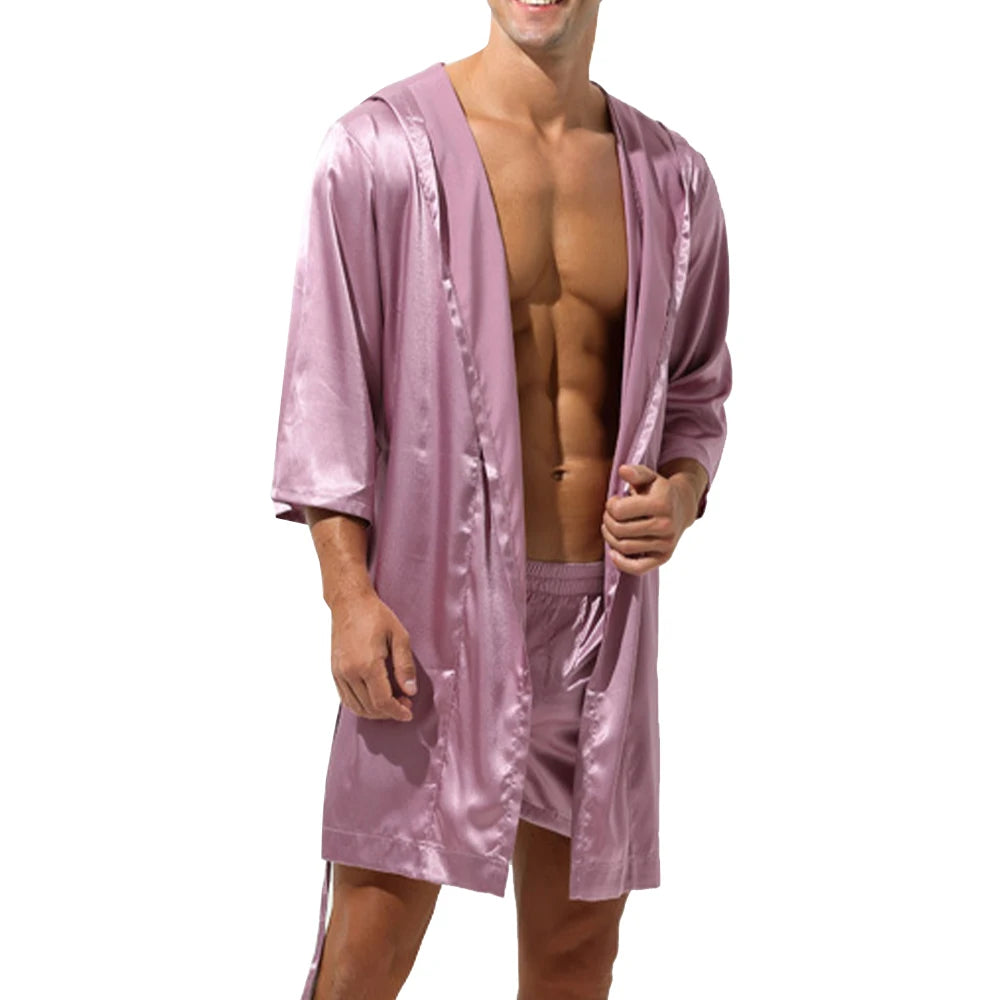 Aurora Wear Men Bathrobe Hooded Nightwear