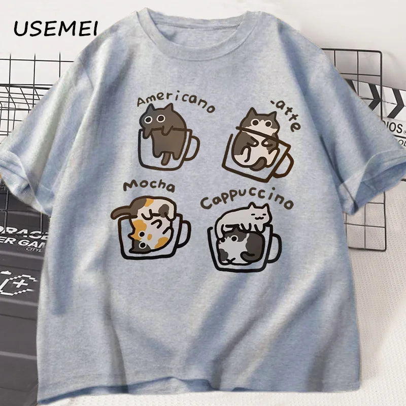 AURORA WEAR T SHIRTS WOMEN CAT EMOJIS