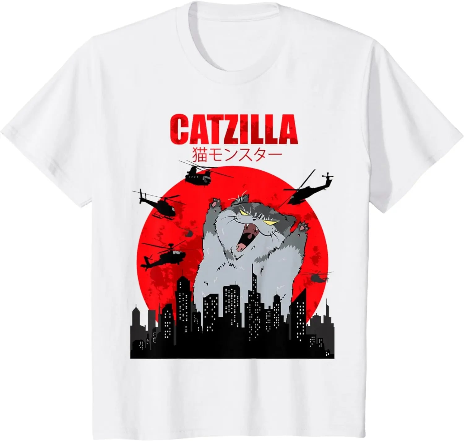 AURORRA Art Japanese  Cat Lover Catzilla T-Shirts