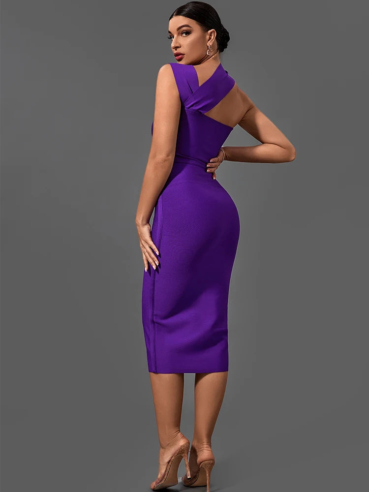Aurora Wear Bandage Dresses  Purple Bodycon Sexy Cut Out