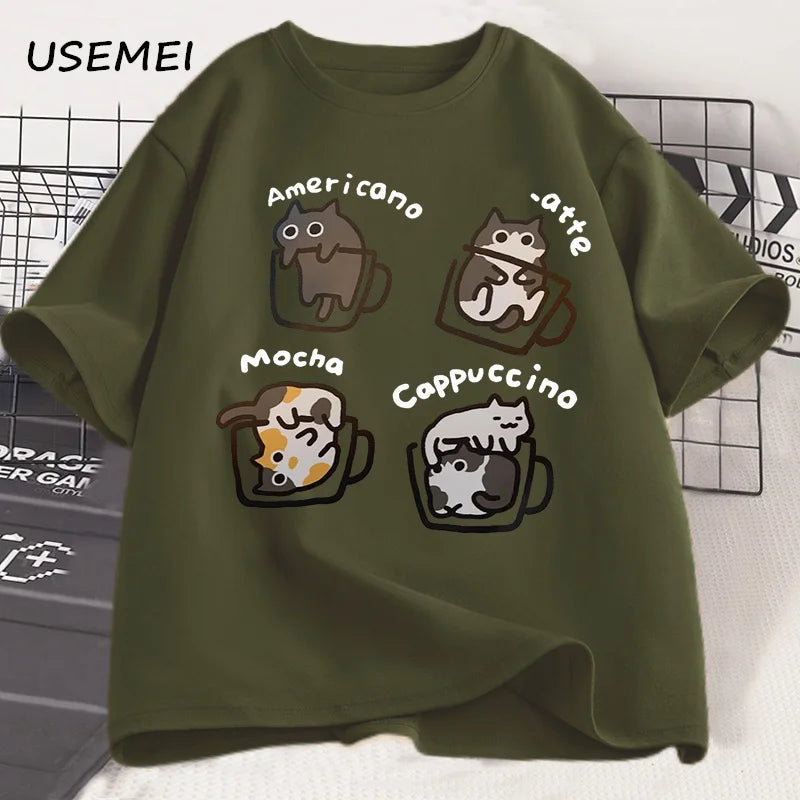 AURORA WEAR T SHIRTS WOMEN CAT EMOJIS