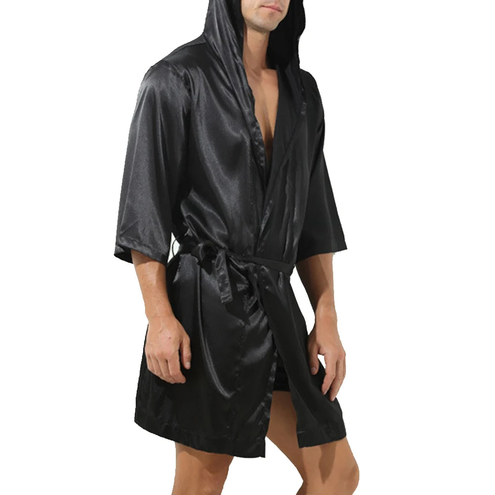 Aurora Wear Men Bathrobe Hooded Nightwear