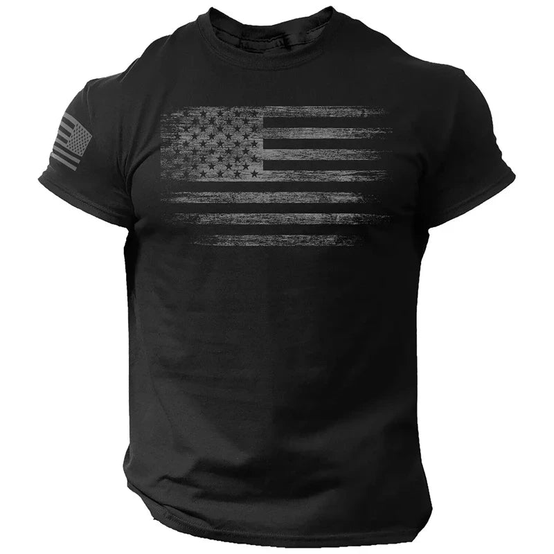 Gym Men's T Shirt For Men 3d Print USA Flag T-shirts Casual Oversized Short-sleeved Tees Summer Sportswear Tops Men Clothing