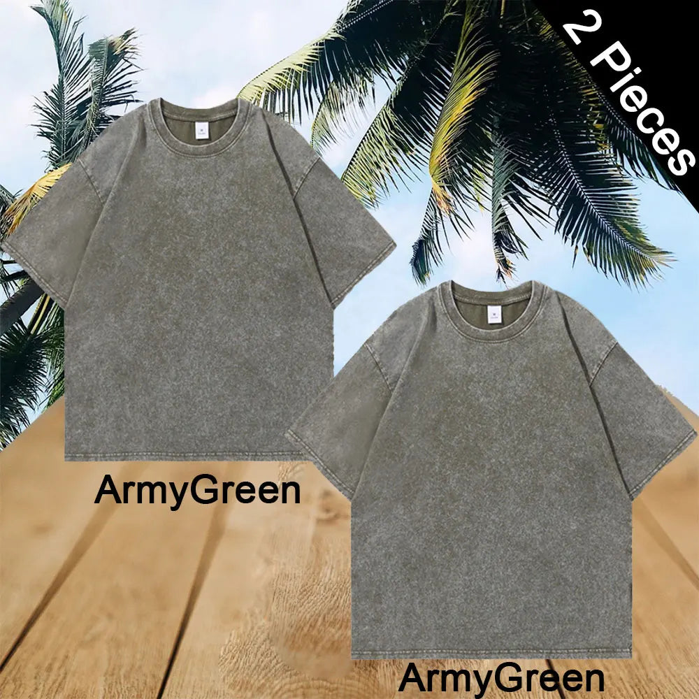 Oversized Tshirts for Men Gym Vintage Heavyweight T Shirts Cotton Workout Acid Wash Baggy Tees Solid Street Fashion Tops Unisex