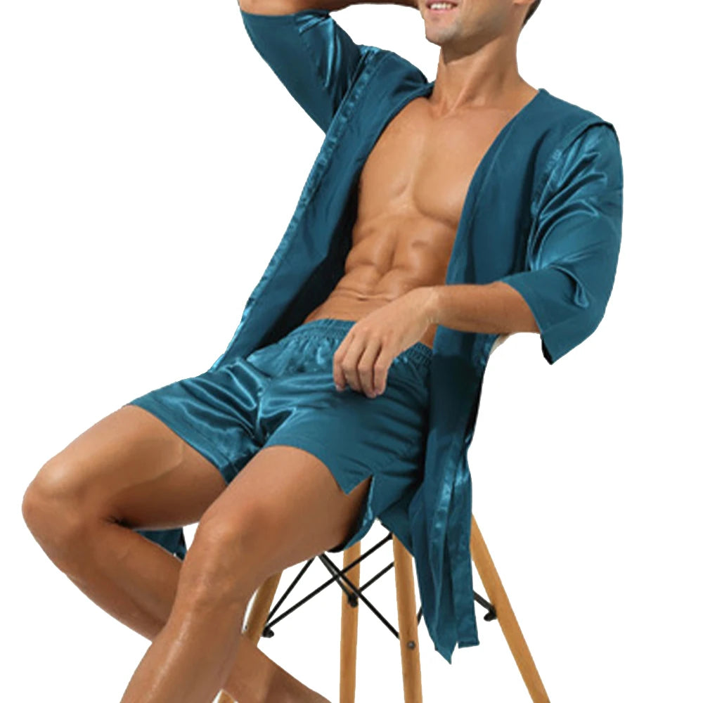 Aurora Wear Men Bathrobe Hooded Nightwear