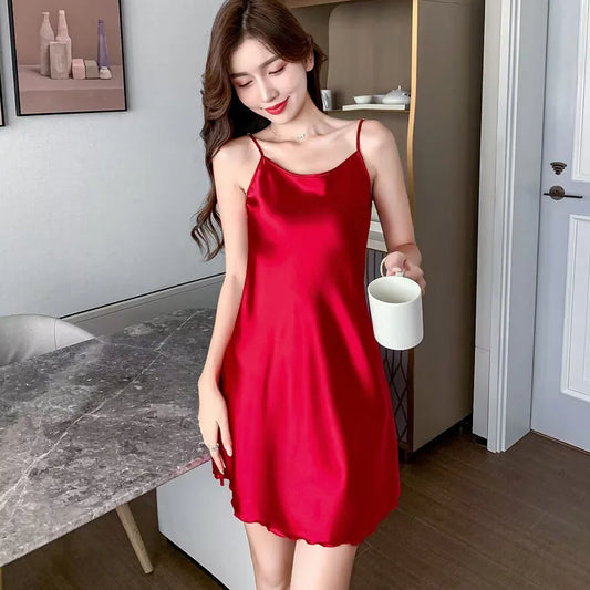 Aurora Wear Women Silk Backless Slip Night Dress