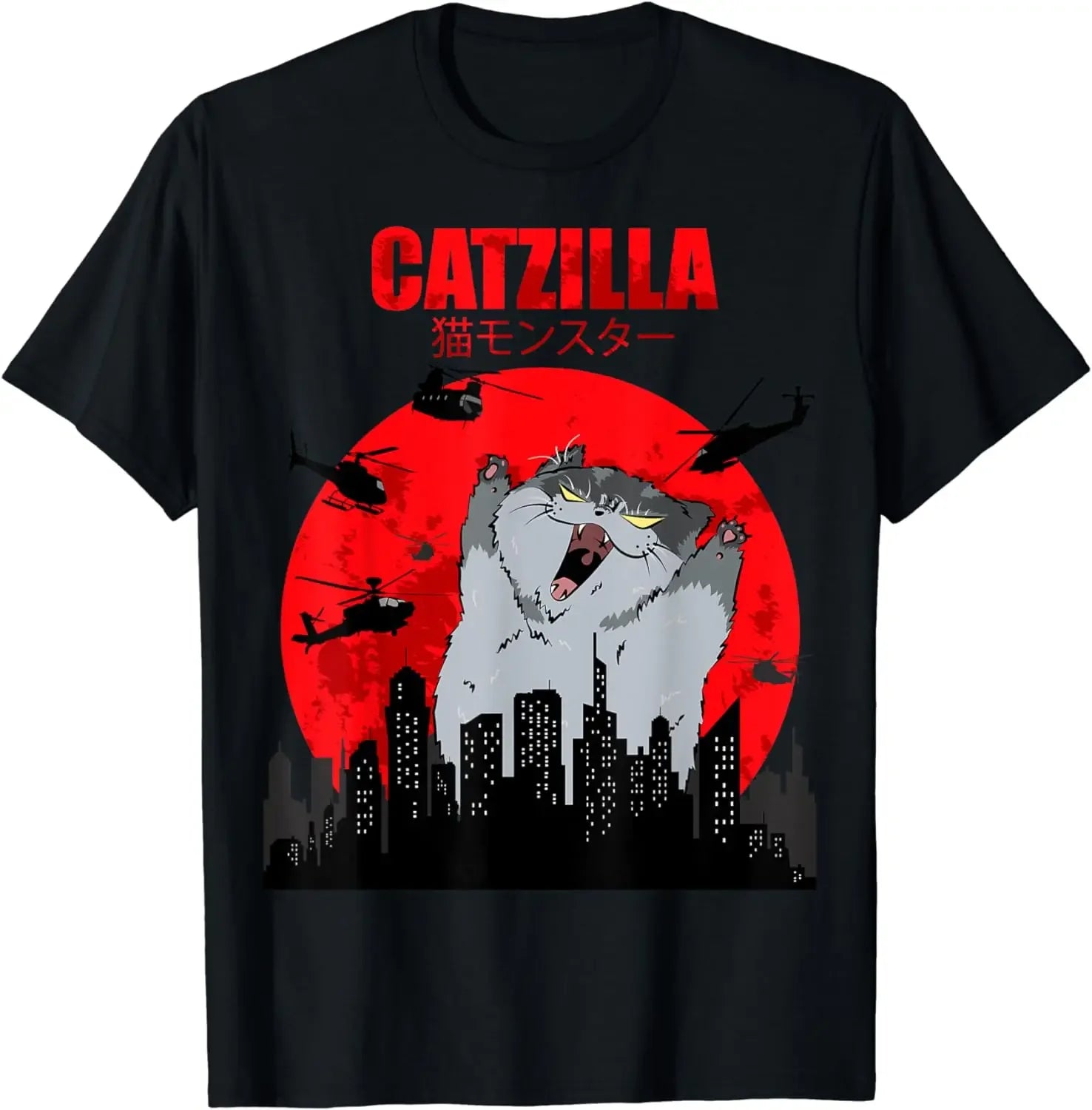 AURORRA Art Japanese  Cat Lover Catzilla T-Shirts