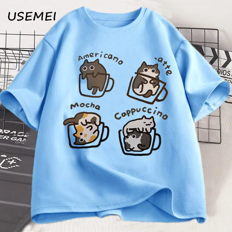 AURORA WEAR T SHIRTS WOMEN CAT EMOJIS