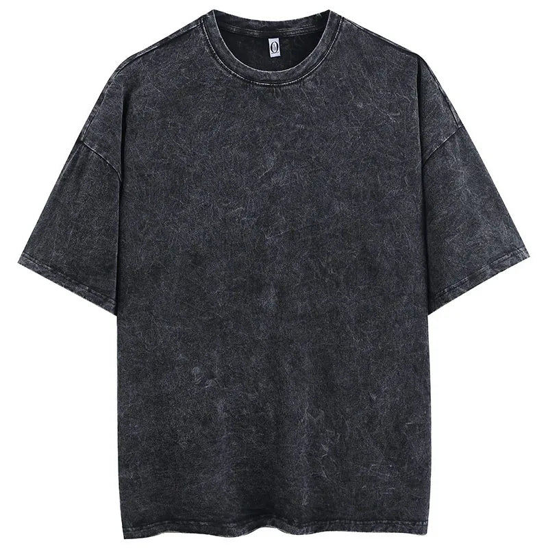 Oversized Tshirts for Men Gym Vintage Heavyweight T Shirts Cotton Workout Acid Wash Baggy Tees Solid Street Fashion Tops Unisex