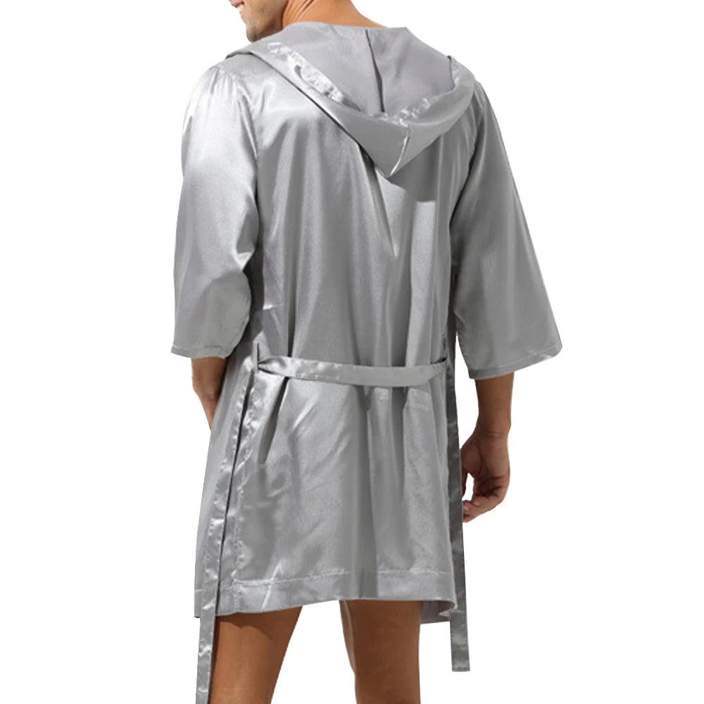 Aurora Wear Men Bathrobe Hooded Nightwear