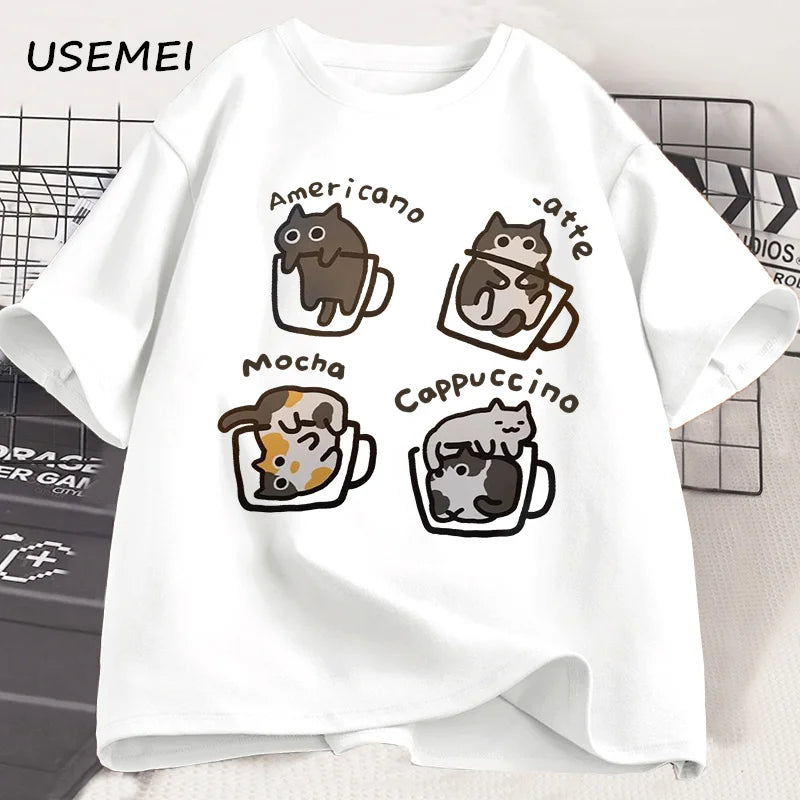 AURORA WEAR T SHIRTS WOMEN CAT EMOJIS