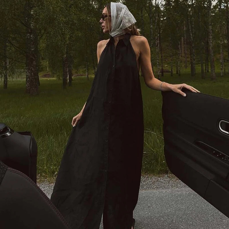 Aurora Wear Women'Loose Hanging Neck Dress