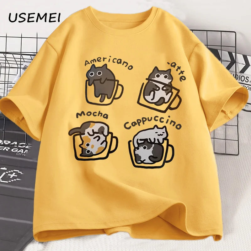 AURORA WEAR T SHIRTS WOMEN CAT EMOJIS