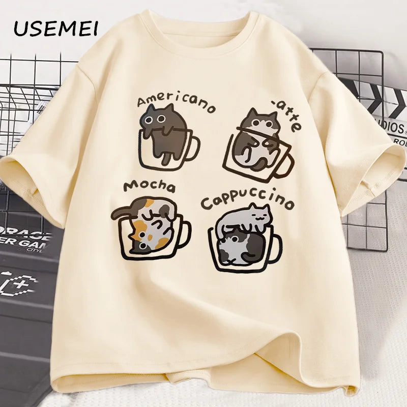 AURORA WEAR T SHIRTS WOMEN CAT EMOJIS