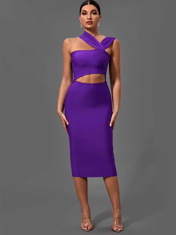 Aurora Wear Bandage Dresses  Purple Bodycon Sexy Cut Out