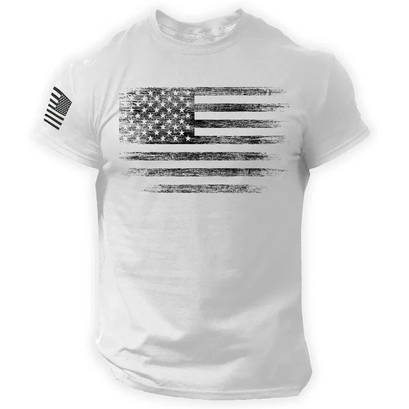 Gym Men's T Shirt For Men 3d Print USA Flag T-shirts Casual Oversized Short-sleeved Tees Summer Sportswear Tops Men Clothing