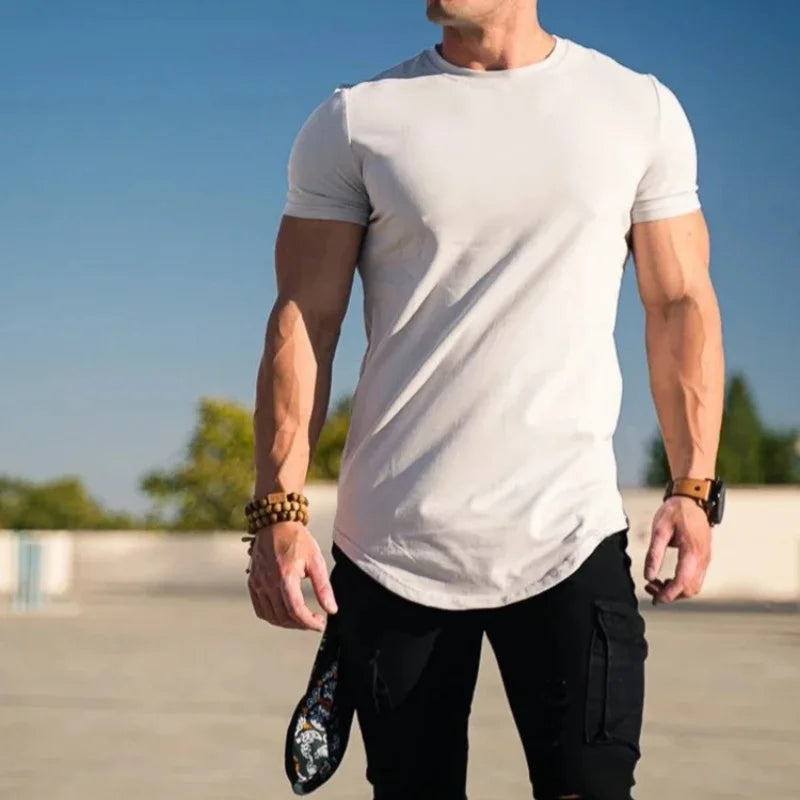 Muscle Fitness T-shirt Summer Men's T-shirts Workout short sleeve Tees Running cotton t-shirts Men Gym Sport Training Tops