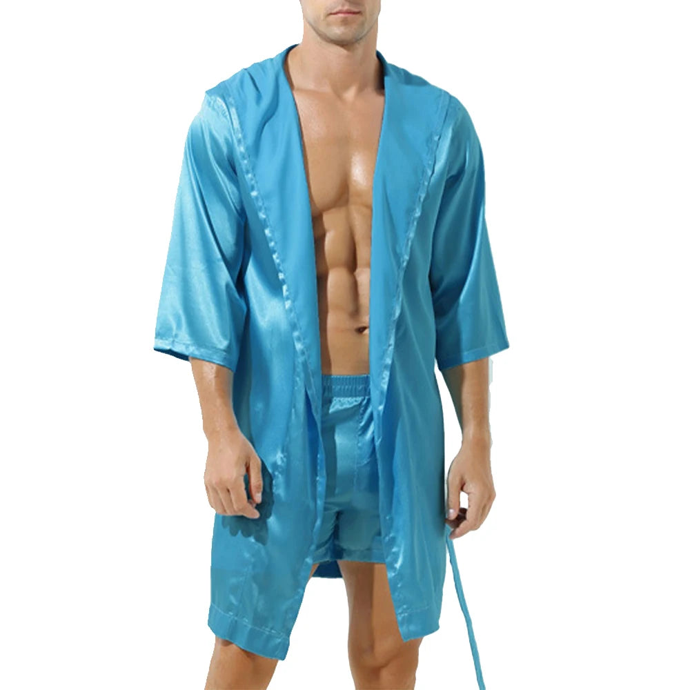 Aurora Wear Men Bathrobe Hooded Nightwear